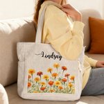 Personalisierte Aquarell Geburt Blume große Kapazität Cord Tragetasche mit Namen täglichen Gebrauch Reise Geburtstag Geschenk für Frauen