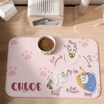 Tapis d'alimentation personnalisé en cuir PU avec nom Fournitures pour animaux Cadeau d'anniversaire pour les propriétaires de chiens