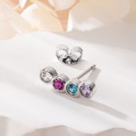 Personalisierte 3-12 Birthstones Single-Stud Ohrring Zierliche Schmuck Geburtstag Jahrestag Geschenk für Frauen