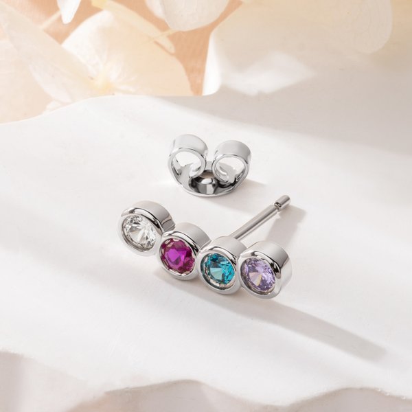 Personalizado 3-12 Piedras de Nacimiento Single-Stud Pendiente Dainty Joyería Cumpleaños Aniversario Regalo para Mujeres