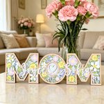 Personalised Mom Floral Wooden Sign with Names Home Decor Mother's Day Birthday Gift for Mom