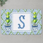 Personalized Chinoiserie Initial Blue White Doormat Home Decor Housewarming Birthday Gift for Family Friend