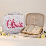 Couverture de Bible en coton personnalisée avec nom et croix Cadeau de baptême pour chrétiens pasteurs