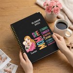 Personalised She Is Mom Bible Verse Cartoon 2026 Planner Spiral A5 Notebook with Name Birthday Christianity Gift for Mom Christian