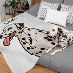 Personalized Printed Embroidery-Style Pet Photo Soft Throw Blanket with Name Home Travel Daily Use Birthday Gift for Pet Owners Lovers