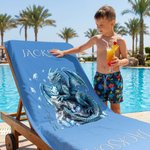 Personalisierte Dragon Birthstone Quick Dry Strandtuch mit Namen Outdoor Beach Party Wesentliche Geburtstagsgeschenk für Drachenliebhaber Kinder
