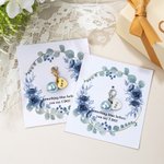Gepersonaliseerde Blauwe Parel Hartbedel Boeket Clip met Tekst en Bloemen Kaart Iets Blauw Huwelijk Verloving Gift voor Bruid Bruidsmeisje