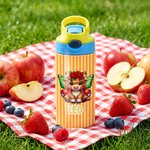Personalizada Nacimiento Flor Highland Vaca Nombre 12 oz Botella de agua con pajita y asa de vuelta a la escuela Regalo de cumpleaños para las niñas
