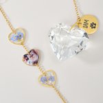Personalisierte Forget-Me-Not Foto Herz Kristall Haustier Memorial Windspiel mit Namen Memorial Ornament Sympathie Jahrestag Geschenk für den Verlust von Haustier