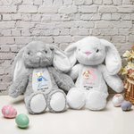 Peluche de conejo personalizado de felpa suave con nombre y año regalo de Pascua y cumpleaños para recién nacidos y niños