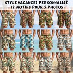 Short de bain à motifs tropicaux hawaïens personnalisé avec photo de 1 à 5 visages - Cadeau d'anniversaire pour les hommes et enfants