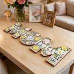 Personalised Mom Floral Wooden Sign with Names Home Decor Mother's Day Birthday Gift for Mom