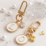 Personalizzato minimalista Cuore Birthstone Borsa Charm Portachiavi con iniziale Uso quotidiano Compleanno Anniversario Regalo per le donne Ragazze