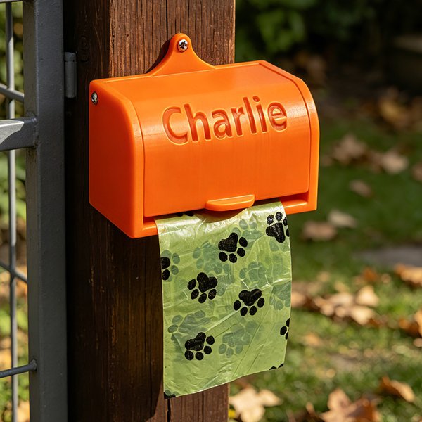 Distributore personalizzato di sacchetti per la cacca del cane con nome stampato in 3D e sacchetti biodegradabili Regalo per attività all'aperto per gli amanti dei cani