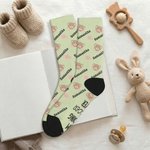 Personalised Multicolour Bear Heart Baby Bottle Soft Mid-Calf Socks with Name and Text Daily Wear Pregnancy Mother's Day Gift for New Mom Wife Friend