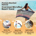 Personalized American Flag Oversized Quick-Dry Beach Towel with Name Area and Drawing Backpack Beach Party Independence Day Gift for American