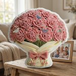 Personalized Butterfly Bee Bouquet Shape Soft Throw Pillow with 1-10 Names and Title Home Decor Christmas Birthday Gift for Mom Grandma