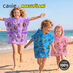 Personalised 1-6 Funny Marsupilami Face Photo Soft Quick Dry Hooded Beach Towel with Name Beach Holiday Gift for Kids | Callie × Marsupilami®