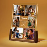 Veilleuse LED en acrylique personnalisée avec 6 photos et texte du nom - Cadeau d'anniversaire pour la famille et les amis