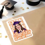 Personalisierte bunte Pailletten Absolvent Fotoaufkleber mit Namen und Jahr Graduierung Geschenk für Absolventen