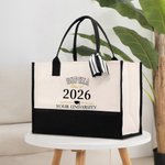 Gepersonaliseerde Klas van 2026 Graduation Canvas Tote Bag met Waterdichte Voering Grote Capaciteit Handtas Graduation Gift voor Gradutes