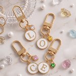 Personalizzato minimalista Cuore Birthstone Borsa Charm Portachiavi con iniziale Uso quotidiano Compleanno Anniversario Regalo per le donne Ragazze