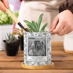 Personalisierte Vintage Floral Foto Keramik Pflanzentopf mit Text und Bambus Tablett täglichen Gebrauch Geburtstag Geschenk für Mama Oma