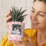 Personalisierte Vintage Floral Foto Keramik Pflanzentopf mit Text und Bambus Tablett täglichen Gebrauch Geburtstag Geschenk für Mama Oma