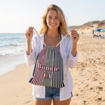 Personalized American Flag Oversized Quick-Dry Beach Towel with Name Area and Drawing Backpack Beach Party Independence Day Gift for American