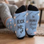 Personalised Multicolour Bear Heart Baby Bottle Soft Mid-Calf Socks with Name and Text Daily Wear Pregnancy Mother's Day Gift for New Mom Wife Friend