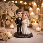 Personalized Cartoon Wedding Couple Photo Figurine Ornament with Text Desk Decor Wedding Gift for Couple