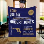 Personalized Multicolour Super Soft Graduation State Fleece Blanket with Messages and Map Graduation Gift for Graduates