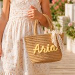Borsa personalizzata in corda di cotone intrecciata multicolore con nome Regalo di compleanno di uso quotidiano per i bambini Migliori amici