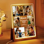 Veilleuse LED en acrylique personnalisée avec 6 photos et texte du nom - Cadeau d'anniversaire pour la famille et les amis
