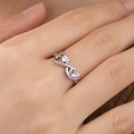 Henkilökohtainen Infinity Symbol Paw Print Sterling Silver Ring teksti ja sydän Birthstone Pet Loss Sympathy Memorial lahja lemmikkieläinten omistaja rakastaja