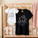 Gepersonaliseerd Lijn Art Dier Onze Eerste Vaderdag 100% Katoenen T-shirt Baby rompertje met Naam en Jaar Verjaardag Vaderdag Cadeau voor Baby Vader