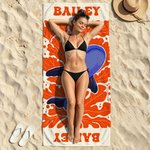 Personalized Fish Marine Life Art Illustration Oversized Quick Dry Beach Towel with Name Summer Vacation Travel Essentials Birthday Gift for Friends