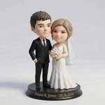 Personalized Cartoon Wedding Couple Photo Figurine Ornament with Text Desk Decor Wedding Gift for Couple