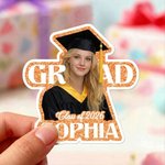 Personalisierte bunte Pailletten Absolvent Fotoaufkleber mit Namen und Jahr Graduierung Geschenk für Absolventen