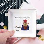 Personalized Graduate Back View Graduation Ribbon Jewellery Dish with Name and Year Graduation Birthday Gift for Graduates Classmates