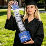 Personalized Graduation Cap Pattern Pull Out Money Holder Gift Box with Name and 30 Pcs Transparent Bags Graduation Gift for Graduates