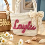 Borsa personalizzata in corda di cotone intrecciata multicolore con nome Regalo di compleanno di uso quotidiano per i bambini Migliori amici