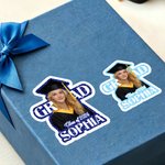 Personalisierte bunte Pailletten Absolvent Fotoaufkleber mit Namen und Jahr Graduierung Geschenk für Absolventen