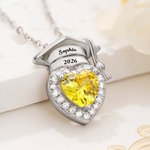 Personalized Graduation Cap Heart Birthstone Necklace with Name and Year Graduation Ceremony Party Gift for Graduates