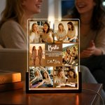 Veilleuse LED en acrylique personnalisée avec 6 photos et texte du nom - Cadeau d'anniversaire pour la famille et les amis