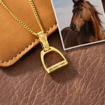 Personalized Equestrian Stirrup Hidden Signet Necklace with Engraved Name and Text Minimalist Jewelry Anniversary Birthday Gift for Horse Lovers