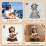Personalised 3D Character Photo Statue Ornament with Base and Text Home Decor Anniversary Birthday Gift for Family Friend Guitarist