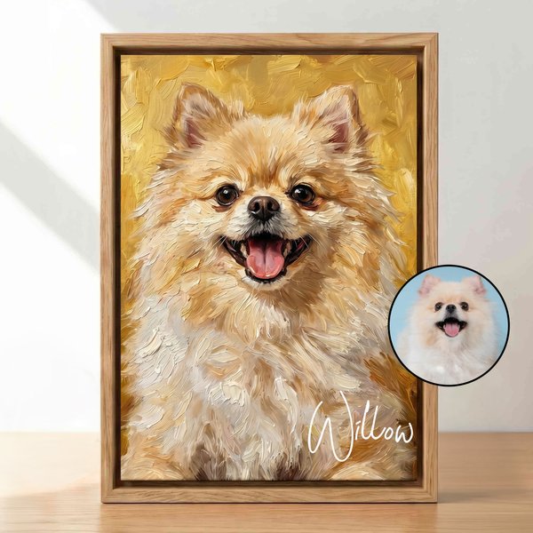 Personalised Modern Painting Texture Style Pet Photo Canvas Prints with Name Warm Minimalist Home Decor Ship from USA Birthday Gift for Pet Lovers