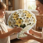 Personalized Butterfly Bee Bouquet Shape Soft Throw Pillow with 1-10 Names and Title Home Decor Christmas Birthday Gift for Mom Grandma