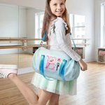 Personalizado de dibujos animados Ballerina Inicial Nacimiento Flor Seersucker Bolsa Duffle con nombre de viaje Juego esencial Día de cumpleaños Regalo para bailarinas de ballet